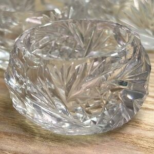 Antique Cut Crystal Open Salt Cellar bowl, Hob-star Pinwheel Fan pattern